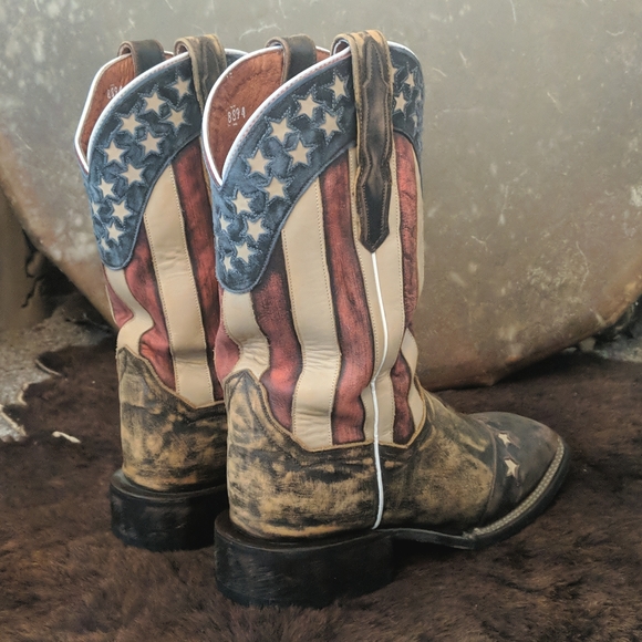 DAN POST DP3914 "Betsy" American Flag cowgirl western boots square toe sz 8.5 - Picture 7 of 16